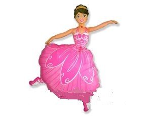 Фольгированный шар Балерина, розовый, фигура, с гелием