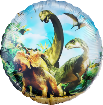 Динозавры Парк юрского периода, фольгированный шар с гелием, круг 45 см