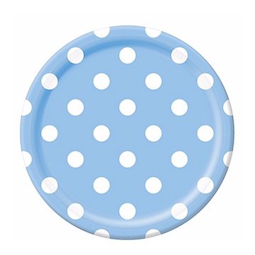 Тарелка Pastel Blue (голубой) горошек 23см 8шт