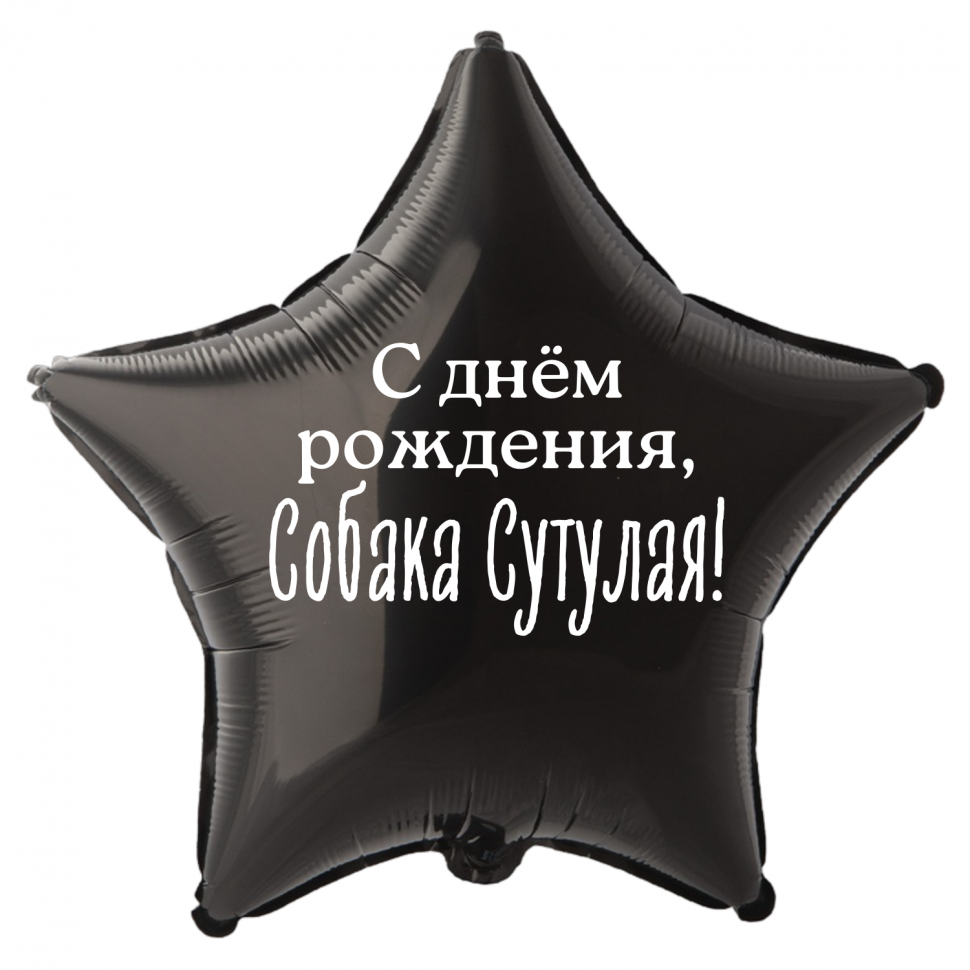 Фольгированный шар С днем рождения собака сутулая, приколы, звезда, 45 см, с гелием 