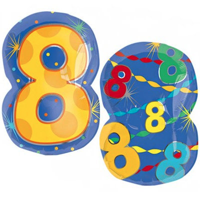 Цифра 8 мульти, фольгированный шар с гелием, фигура, цифра