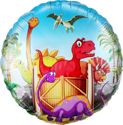 Динозаврики, фольгированный шар с гелием, круг 45 см