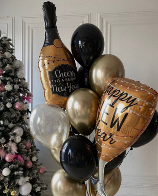 Композиция из шаров Шампанское и Бокал на новый год**