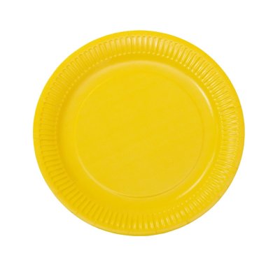 Тарелка бумажная одноразовая желтая, 17см 8шт