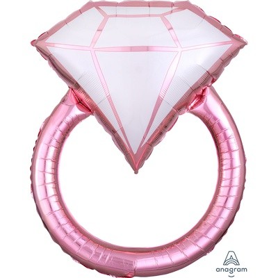 Фольгированный шар Кольцо с бриллиантом розовое, фигура, с гелием
