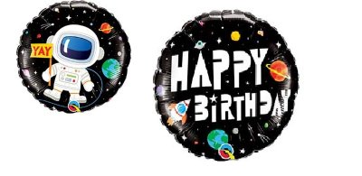 С днем рождения Космонавт, воздушный гелиевый шар, из фольги, круг 45 см 
