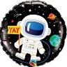 С днем рождения Космонавт, воздушный гелиевый шар, из фольги, круг 45 см 