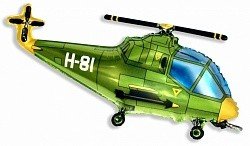 Фольгированный шар Вертолет зеленый, фигура, с гелием