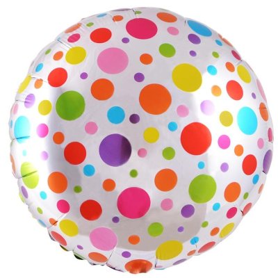 Круг серебряный с узором разноцветные точки, фольгированный шар с гелием, 45 см 