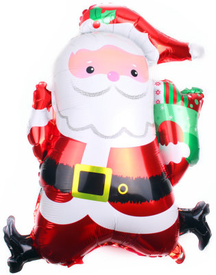 Шар фольгированный, Фигура, Дед Мороз с подарками, 107 см, с гелием