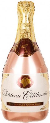 Шар фольгированный  Бутылка, Шампанское Розовое Золото, фигура, с гелием 