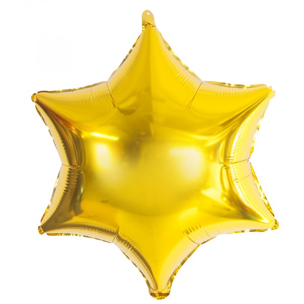 Фольгированный шар Звезда шестиконечная золотая, 45 см, с гелием