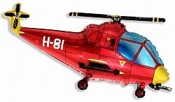 Вертолет красный, фольгированный шар с гелием, фигура
