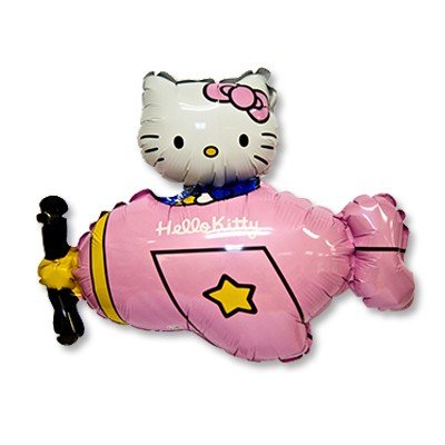 Хэлло Китти (Hello Kitty) в самолете (розовая) фольгированный шар фигура