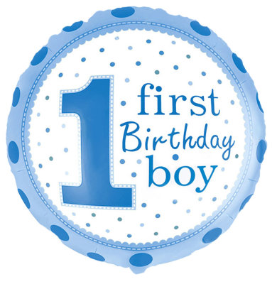1 день рождения мальчика (фольгированный круг, точки, 45 см)