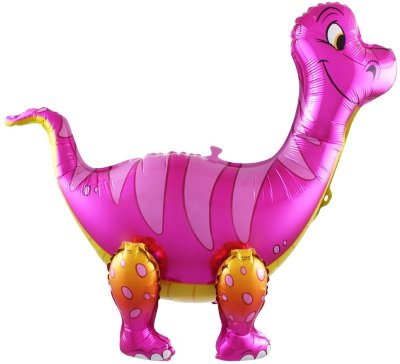 Динозавр Брахиозавр розовый, надувной ходячий шар игрушка, 64 см  