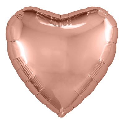 Сердце розовое золото, шар из фольги с гелием, 45 см
