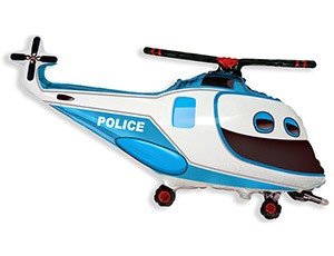 Шар фольгированный, Полицейский вертолет, фигура, с гелием