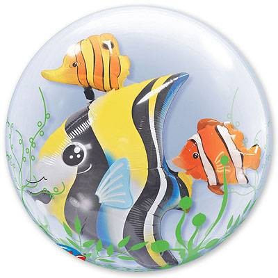 Прозрачный шар-баблс Рыбы тропические, с фигурами внутри