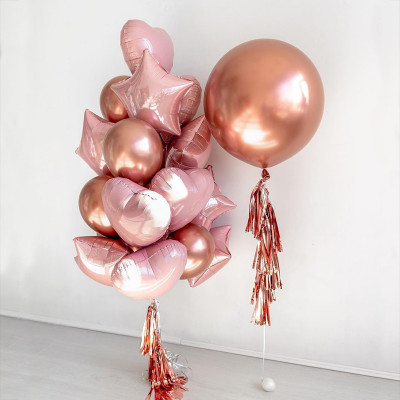 Оформление воздушными шарами для девушки и женщины "Розовый и розовое золото", 
