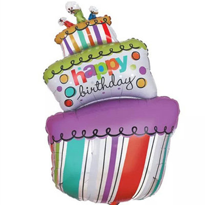 Торт Happy birthday, фольгированный шар с гелием, фигура 90 см
