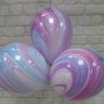Агаты Fashion, шары воздушные с гелием, латексные, розовые голубые сиреневые,30 см.