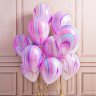 Агаты Fashion, шары воздушные с гелием, латексные, розовые голубые сиреневые,30 см.