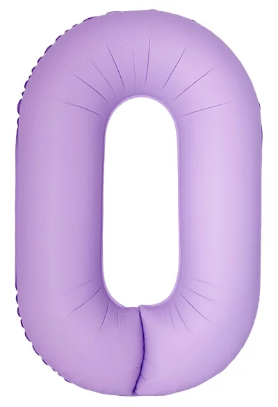 Шар цифра из фольги 0 лавандовый, матовый, slim (тонкая) 102 см, с гелием   