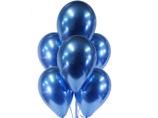 Воздушные шары Хром синий, латексные шары с гелием, 30 см