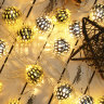 Светодиодная гирлянда Золотые Шарики 40 золотых LED ламп 6 м, белый ПВХ, соединяемая