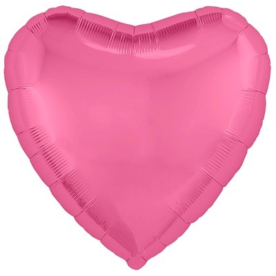 Шар фольгированный  сердце Ярко розовое, металлик, 45 см, с гелием