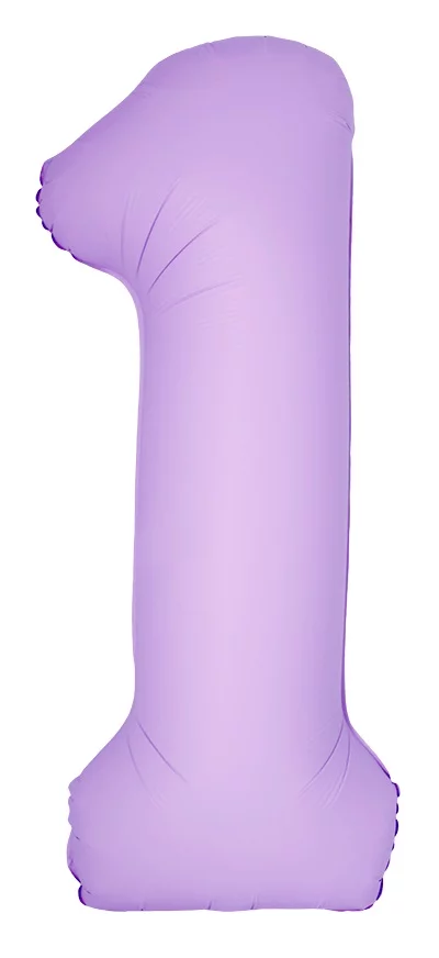 Шар цифра из фольги 1 лавандовый, матовый, slim (тонкая) 102 см, с гелием   