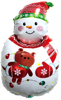 Шар фольгированный, Фигура, Снеговик с плюшевым мишкой, 86 см, с гелием