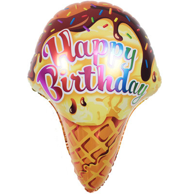 Мороженое Happy birthday, фольгированный шар с гелием, фигура 45 см 