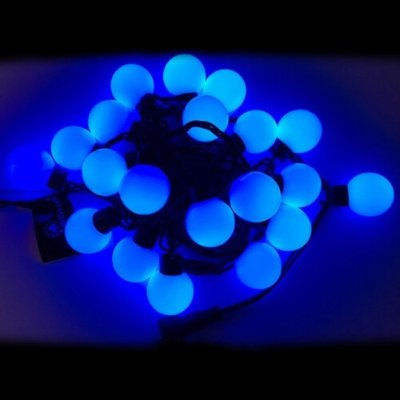 Светодиодная гирлянда Большие Шарики 40 мм 40 синих LED ламп 5 м, черный ПВХ, соединяемая, IP65 (Rich Led)