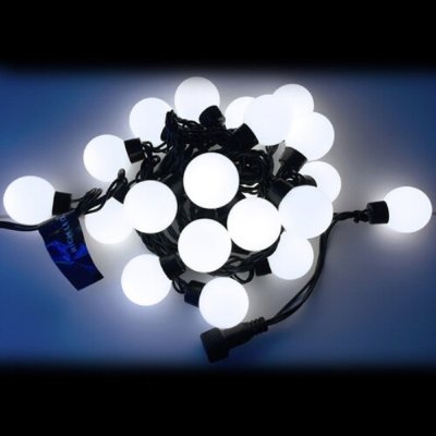 Светодиодная гирлянда Большие Шарики 40 мм 40 белых LED ламп 5 м, черный ПВХ, соединяемая, IP65 (Rich Led)