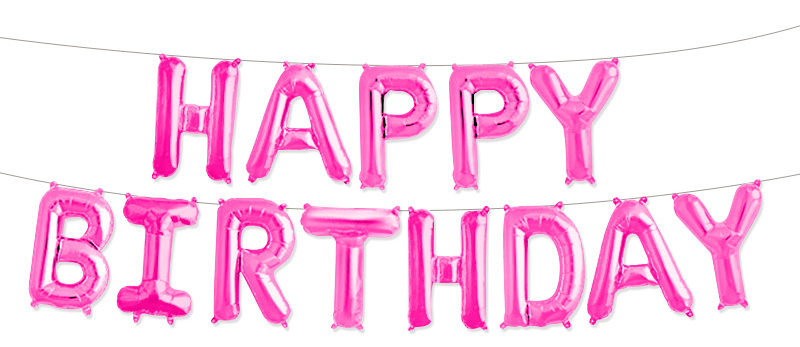 Набор шаров-букв Happy birthday розовый