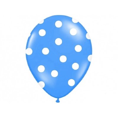 Светло-синие с белыми точками, воздушный шар с гелием, латексный 30 см
