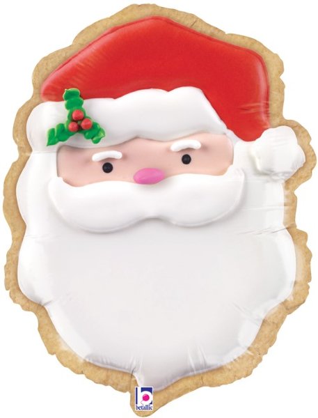 Шар фольгированный, Фигура, Новогоднее печенье, Дед Мороз, 61 см, с гелием