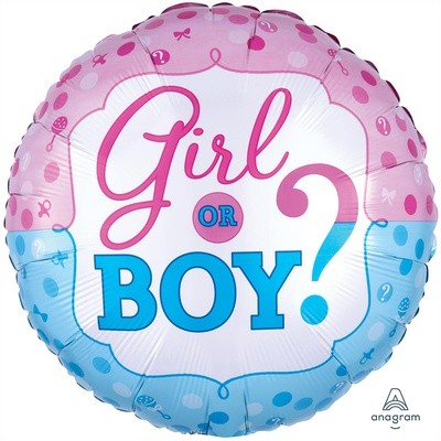 Фольгированный шар Мальчик или девочка,  круг , 45 см, с гелием, для гендер пати 