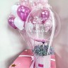 Большая розовая коробка-сюрприз с шарами С Маленькими Шариками и Цветами, 70х70х70 см