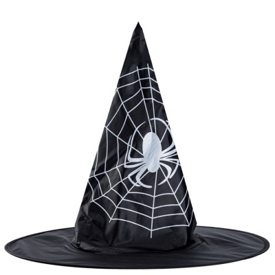 Шляпа ведьмы Паук  на паутине, черная, 1 шт