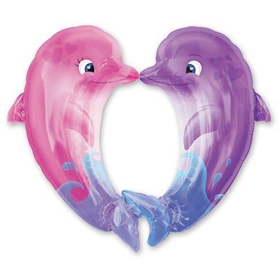 Дельфины целующиеся,фольгированный шар с гелием, фигура