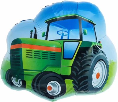 Трактор зеленый маленький, фольгированный шар с гелием, фигура 66 см 