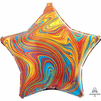 Фольгированный шар Звезда мраморная разноцветная, 45 см, с гелием, 1 шт