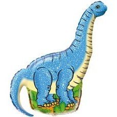 Динозавр голубой, фольгированный шар с гелием, фигура