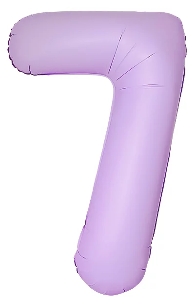 Шар цифра из фольги 7 лавандовый, матовый, slim (тонкая) 102 см, с гелием 