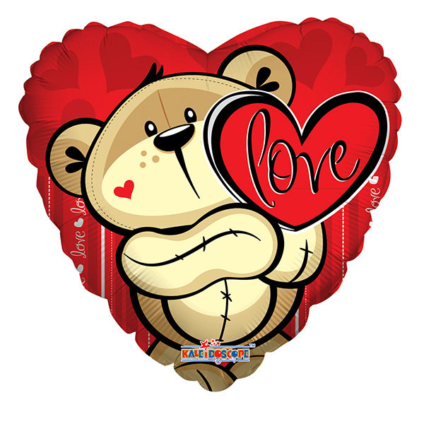 Медвежонок с сердечком Фольгированный шар-сердце 40 см