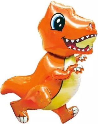 Динозавр маленький оранжевый, надувная ходячая игрушка, 76 см