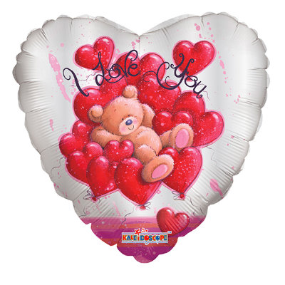 Медвежонок в сердечках Фольгированный шар-сердце 40 см
